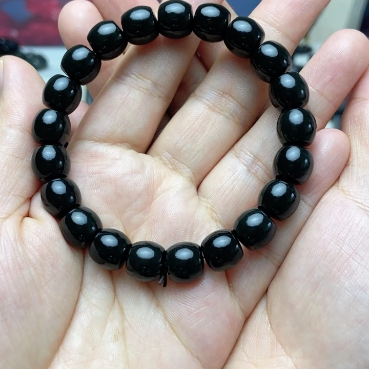未镶嵌手链和田玉（青玉）古*卡10直切手串（塔青）