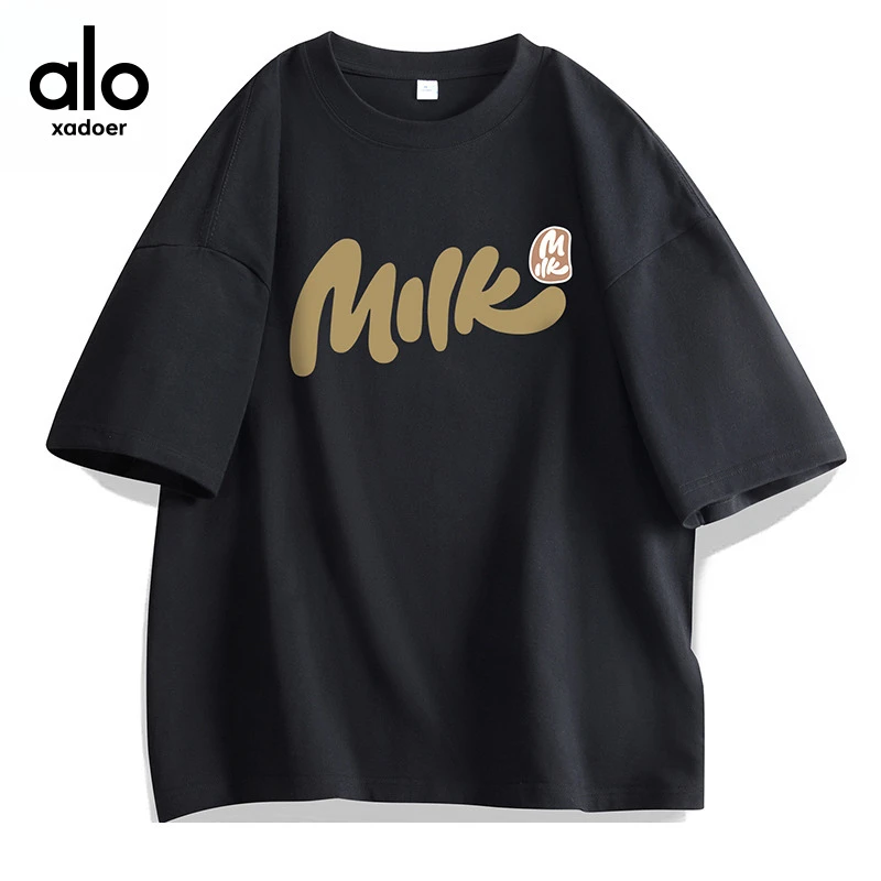 Aloxadoer7A抗菌新款重磅纯棉圆领夏季美式短袖t恤情侣ins打底衫