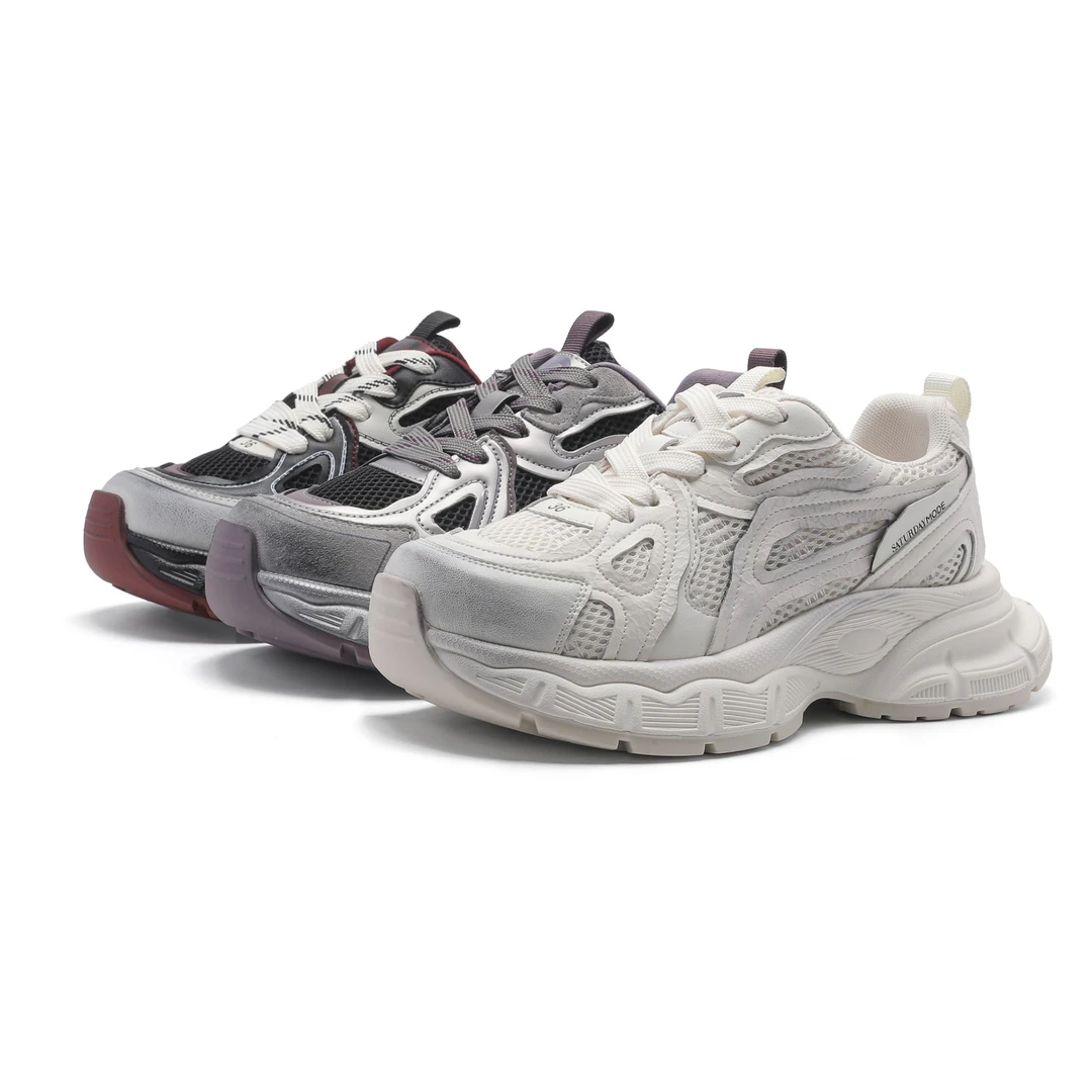 云朵2025夏季新款复古擦色做旧老爹鞋运动休闲鞋H11（YD）