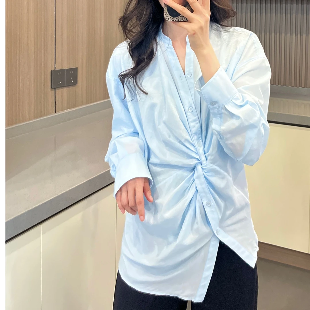 纽结时尚小众气质设计感长袖衬衫