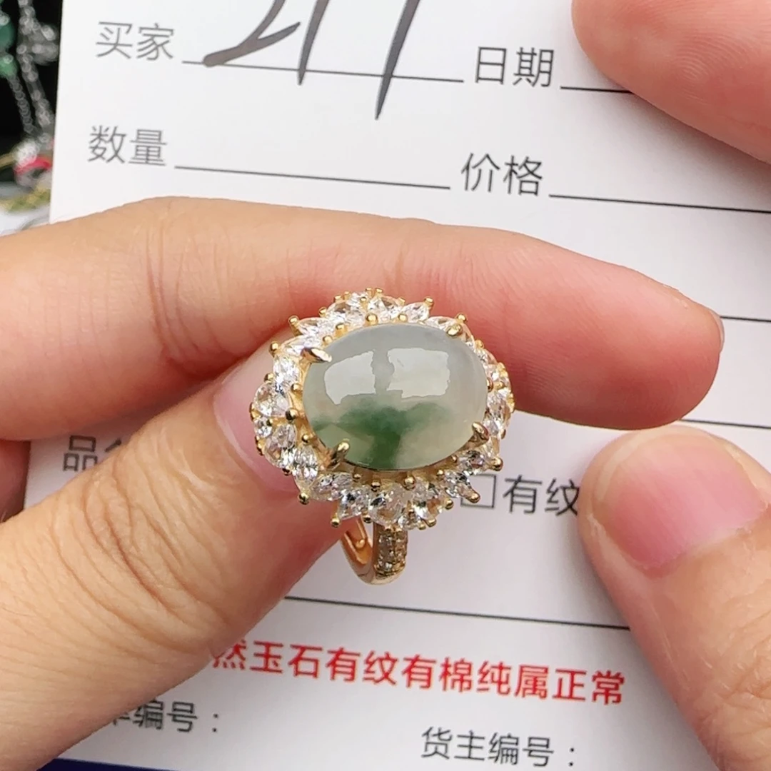 翡翠戒指银S925镶嵌戒指