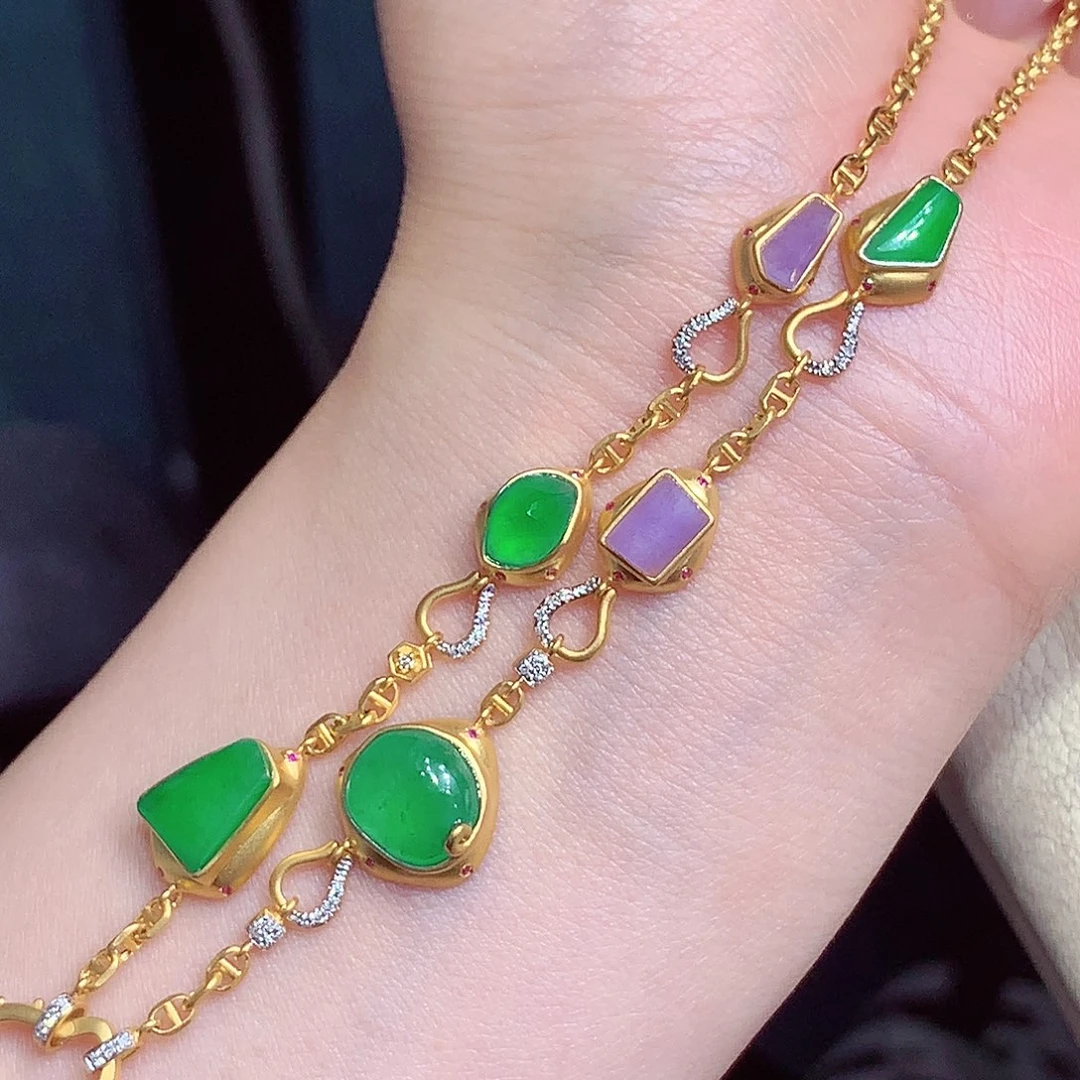 翡翠18K金镶嵌吊坠(不含链)