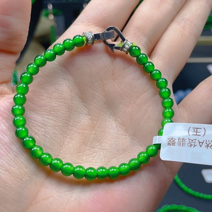 未镶嵌手链翡翠天然A货翡翠 玻璃种正阳绿毕业级5