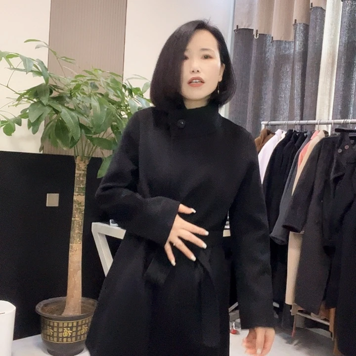 双面呢大衣M码中长款