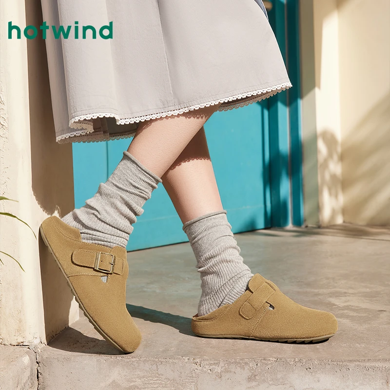 【热风商场专柜同款】【琥珀流光】2025年秋季新款复古一脚蹬勃肯女鞋