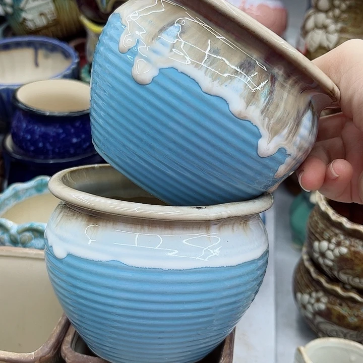 多肉绿植陶瓷花盆9.9包邮，有孔