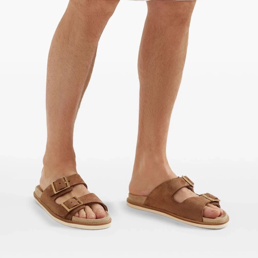 奥兰德保罗室外真皮拖鞋个性夏季沙滩外穿男士凉鞋潮流韩版一字拖