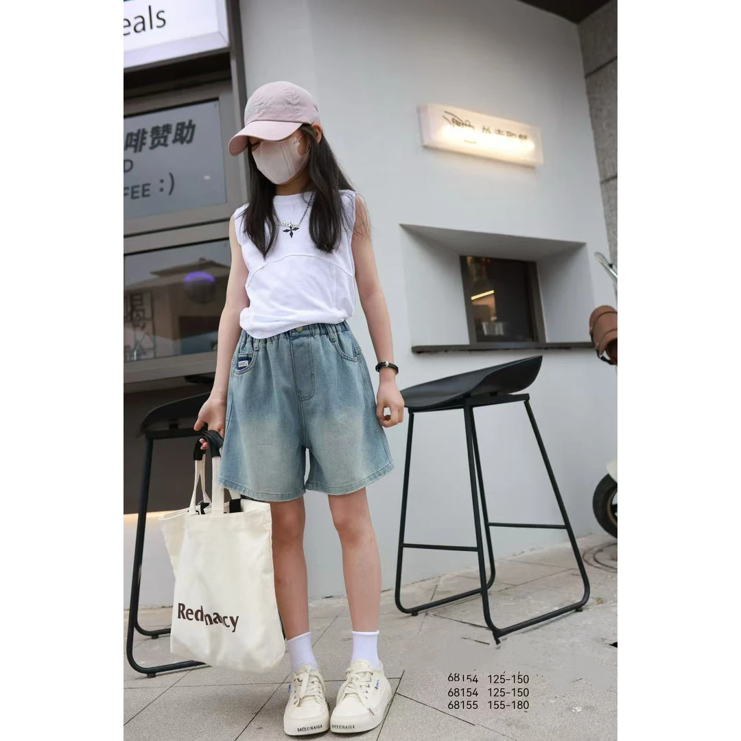 68154高端潮流时尚百搭潮品童装牛仔中裤D2-2-2