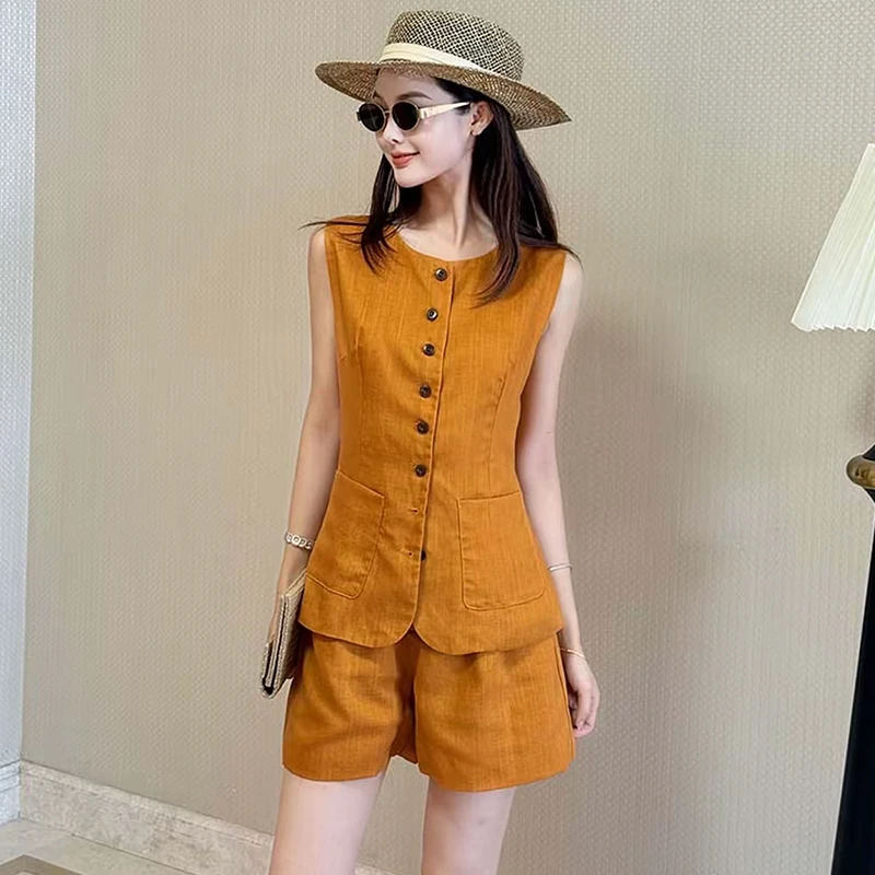 休闲夏季减龄时尚套装2025夏季少女风显瘦上衣+阔腿裤套装