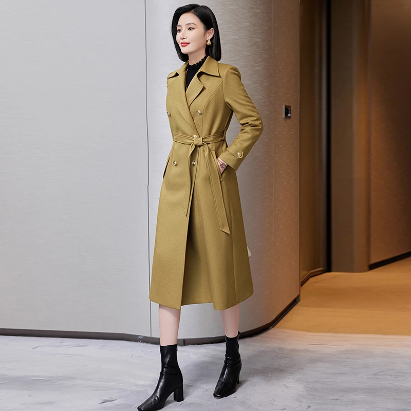 时尚洋气系带收腰显瘦风衣外套女秋冬新款设计感小众气质长袖大衣