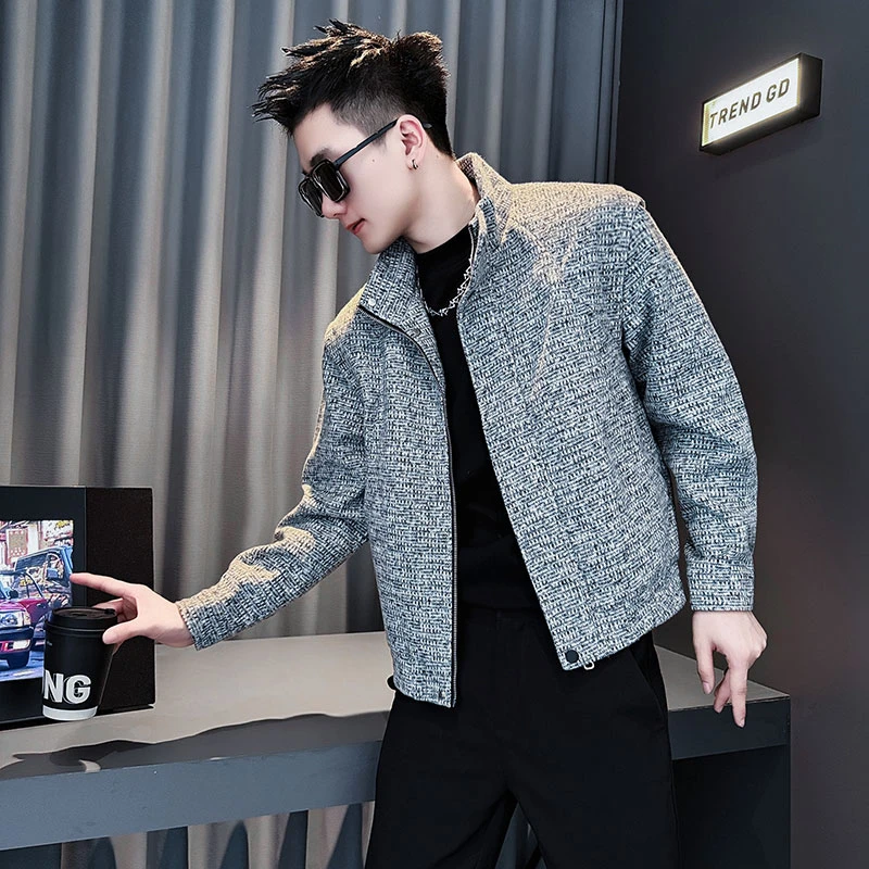 男士秋冬季加厚外套男生衣服高级感潮牌痞帅休闲保暖立领夹克上衣