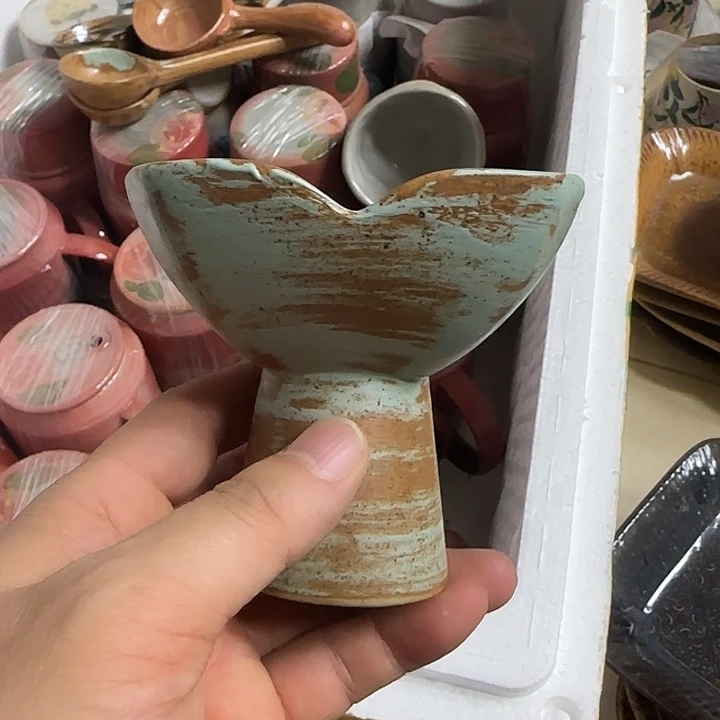 304不锈钢手柄款景德镇陶瓷手工手绘可乐杯