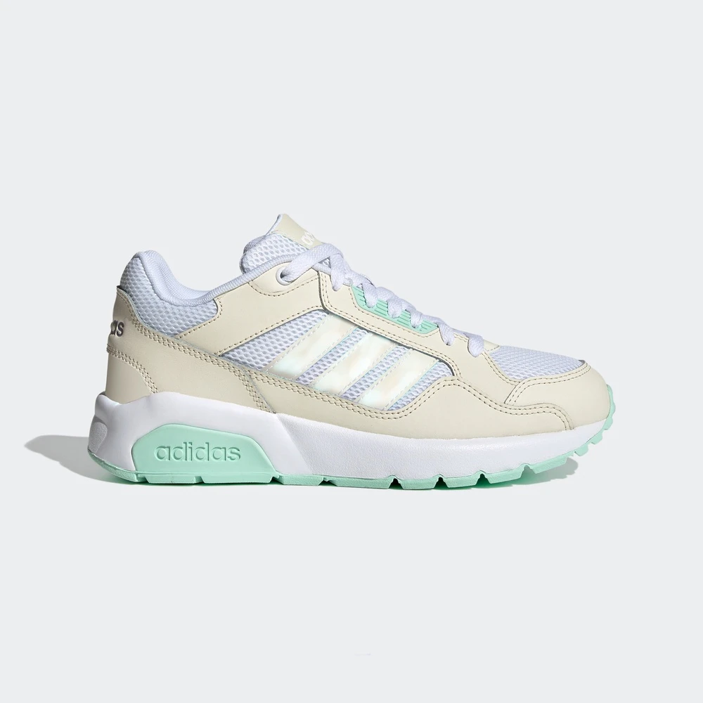 【B类微瑕】adidas舒适 防滑耐磨低帮 跑步鞋 女款米白 FZ1715