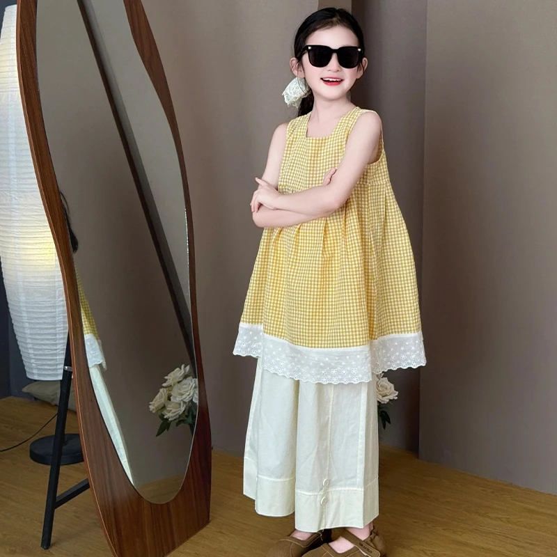 夏装套装2025新款女童夏季宽松洋气娃娃衫儿童中大童休闲裤套装潮