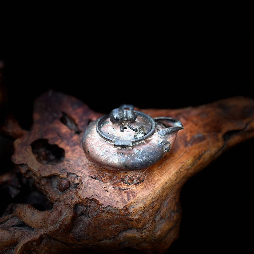 墨见裸柴烧陶泥自然落灰火痕火彩纯手工陶瓷手捏葫芦宝瓶金彩茶具