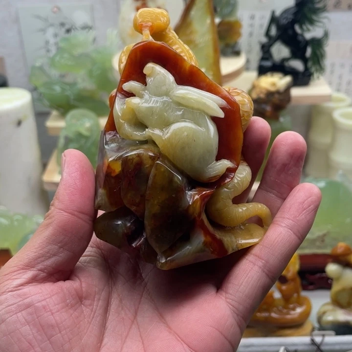 蛇纹石玉未镶嵌四大名玉手把