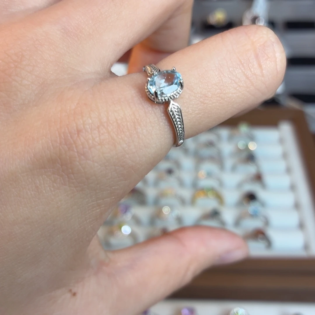 戒指黄晶银S925镶嵌