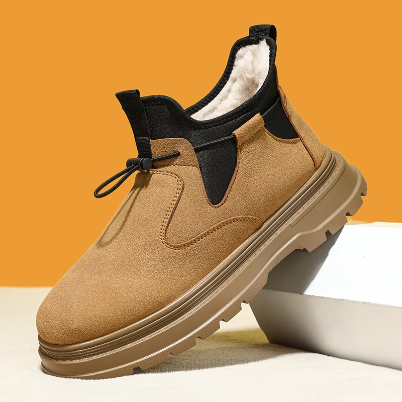 冬季新款马丁靴加绒加厚绵羊毛保暖舒适爸爸鞋时尚休闲雪地靴男鞋