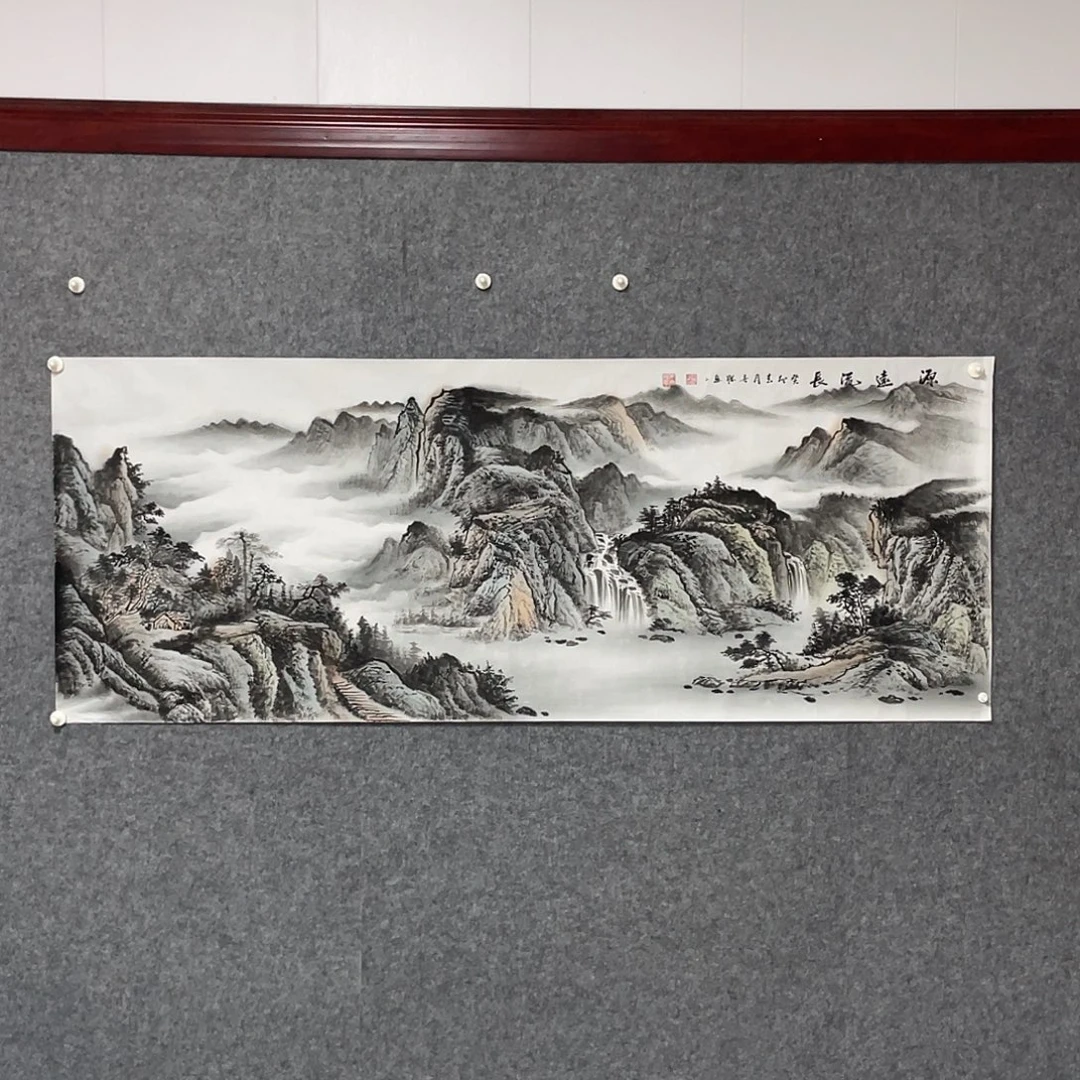 方***告国画小六尺画芯 捡漏