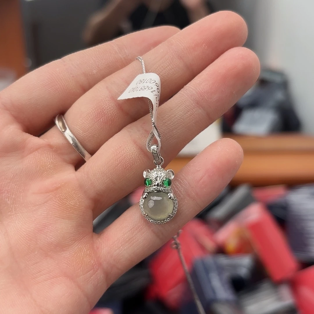 翡翠戒指银S925镀金镶嵌