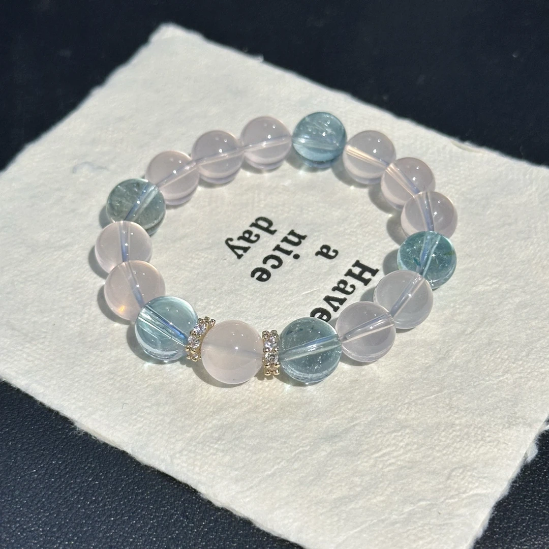 -海屿桃桃-｜粉水晶托帕设计款清爽冰透配色浅色系女款