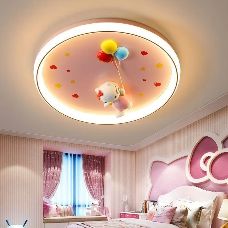 儿童房吸顶灯卡通可爱粉色kt猫公主房灯网红女孩led护眼房间灯具