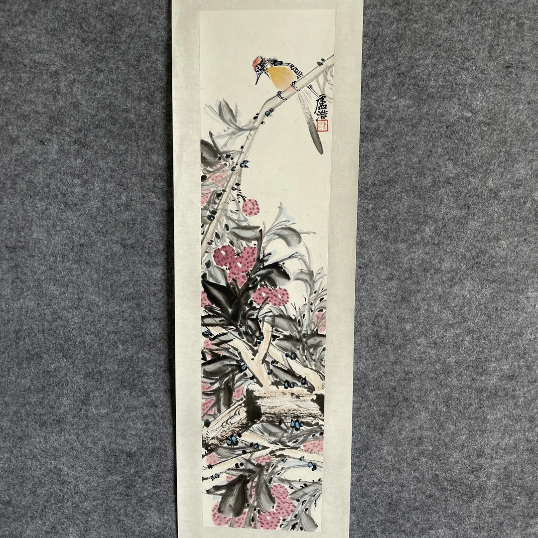 卢浩花鸟画一平尺17*69已托底