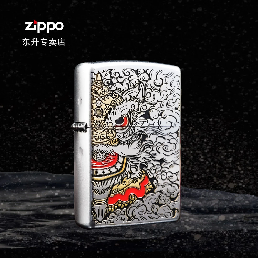 ZIPPO/之宝打火机醒狮精雕填珐琅彩常规中国风创意【小飞甄选】DYJ1