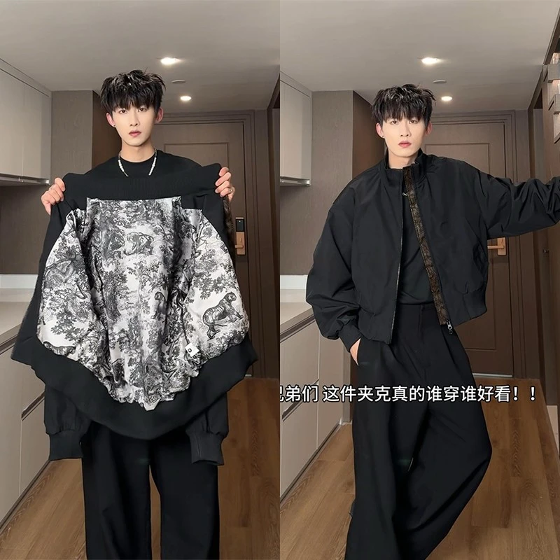 蛇年限定美式高街cleanfit短款飞行员夹克外套男潮牌休闲设计外套