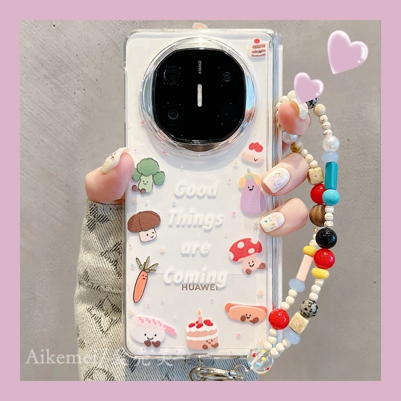 适用华为mateX5折叠屏手机壳MateX5典藏版透明中轴matex3蔬菜蛋糕