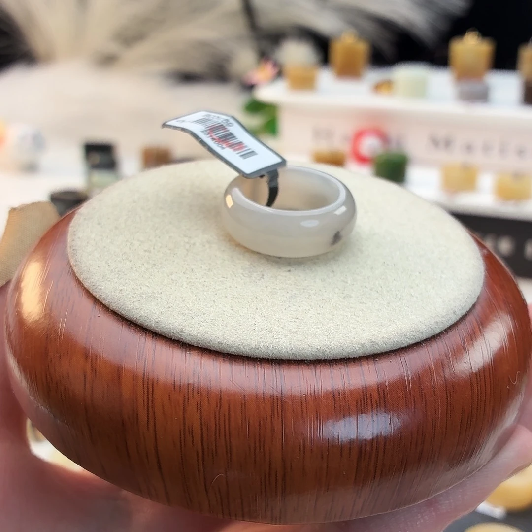 和田玉未镶嵌戒指冰灰紫轮胎17.38mmj121