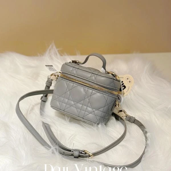 大吉中古/Dior迪奥灰色藤格纹小盒子斜挎包