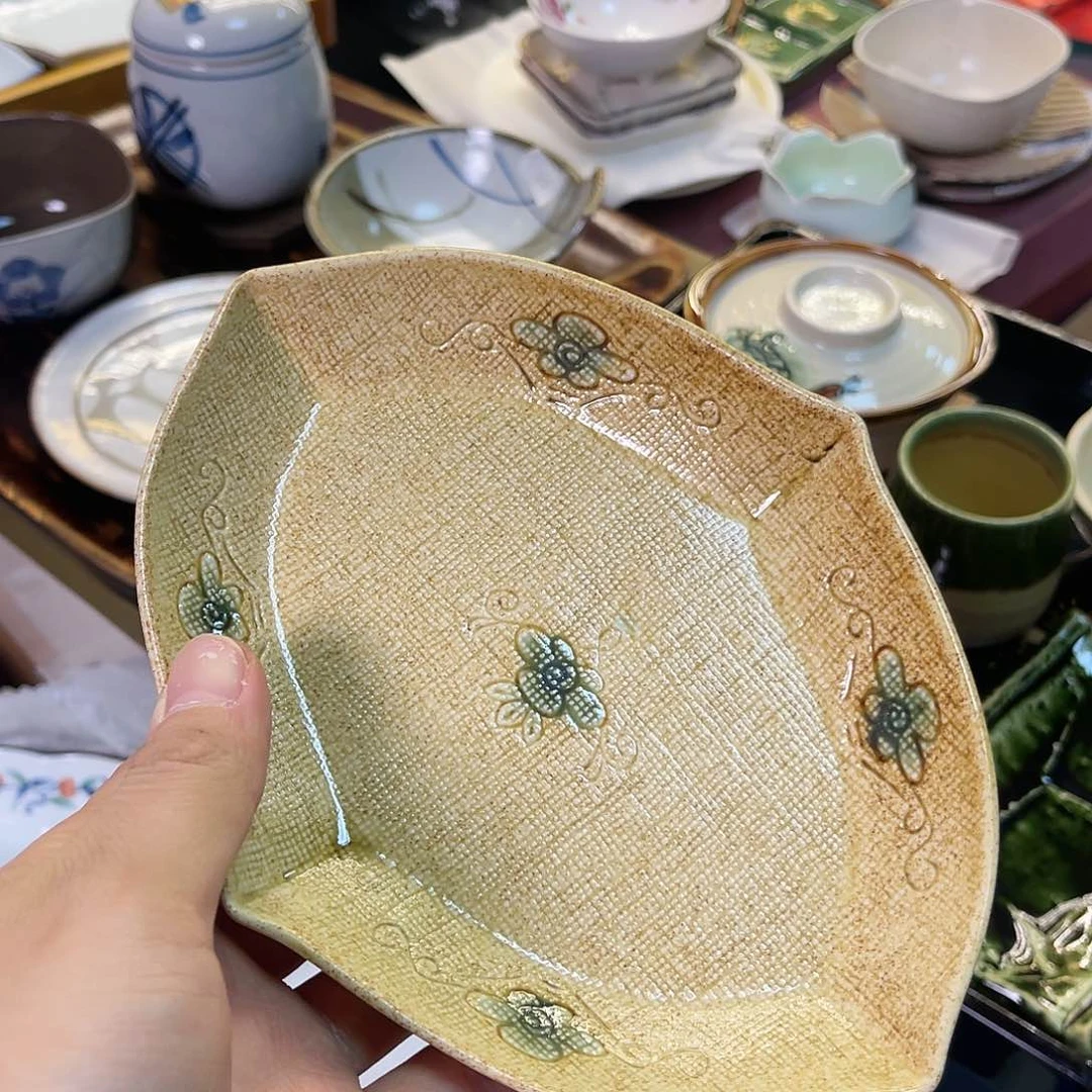 瓷片橘吉粗陶菱形盘45