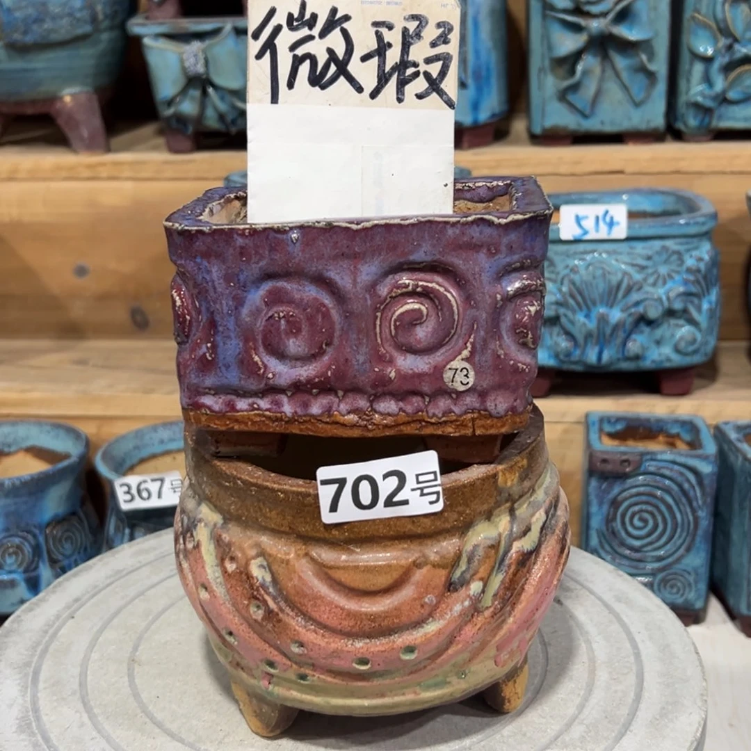 纯手工粗陶花盆，