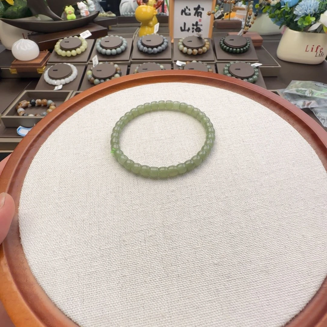 和田玉未镶嵌手链卡6高冰晴水碧玉，5