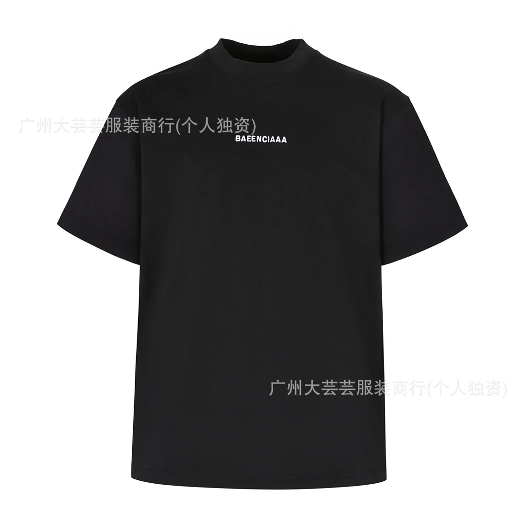 巴黎B家高版本胸前前后刺绣字母情侣款圆领短袖高版本世家T恤短袖