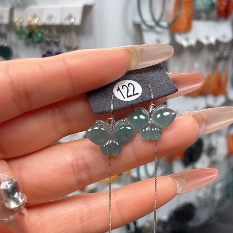 【闪购商品】翡翠耳饰银S925镶嵌耳饰