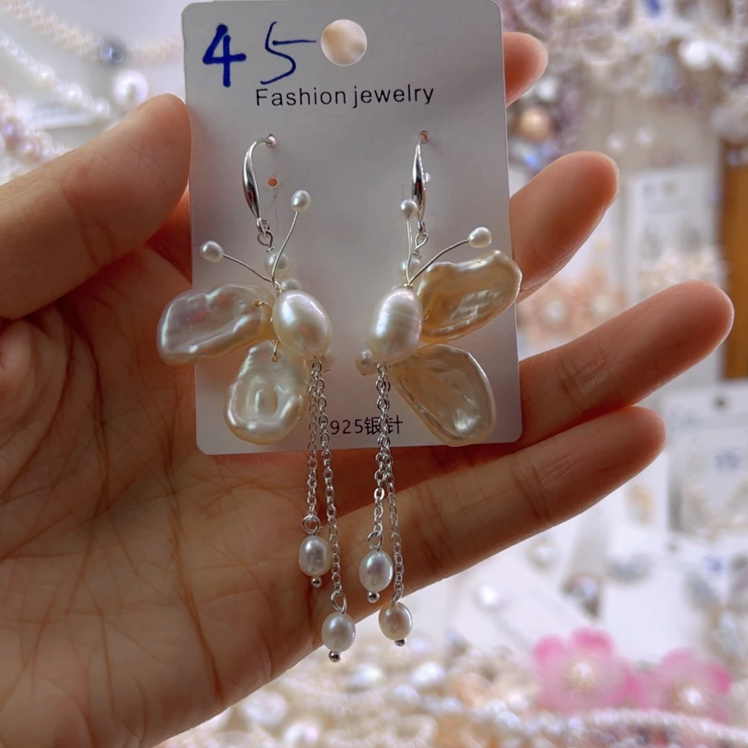 合金淡水珍珠耳饰