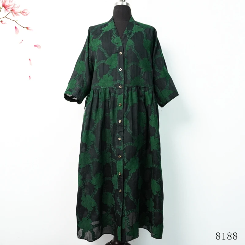 PP 新款春夏优雅端庄气质烧花双面穿连衣裙风衣 8188