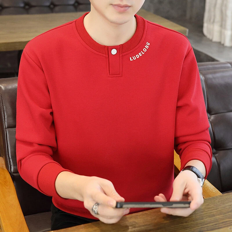 【高品质】2025春秋撞色领辑明线工艺圆领卫衣时尚百搭青年96603 A