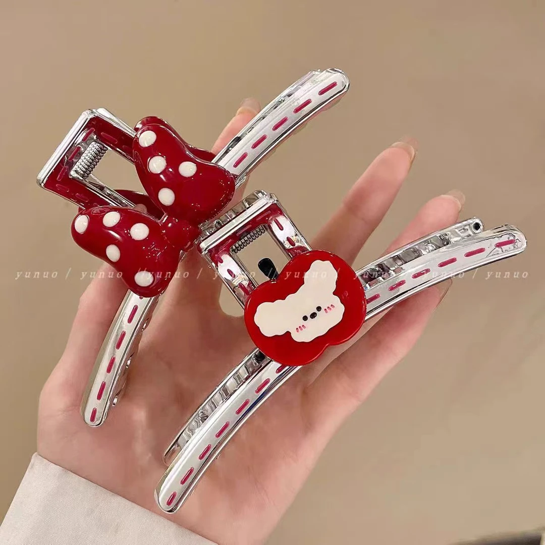 心动银色~夏季可爱发夹女后脑勺高级感大号盘发鲨鱼夹子韩系抓夹