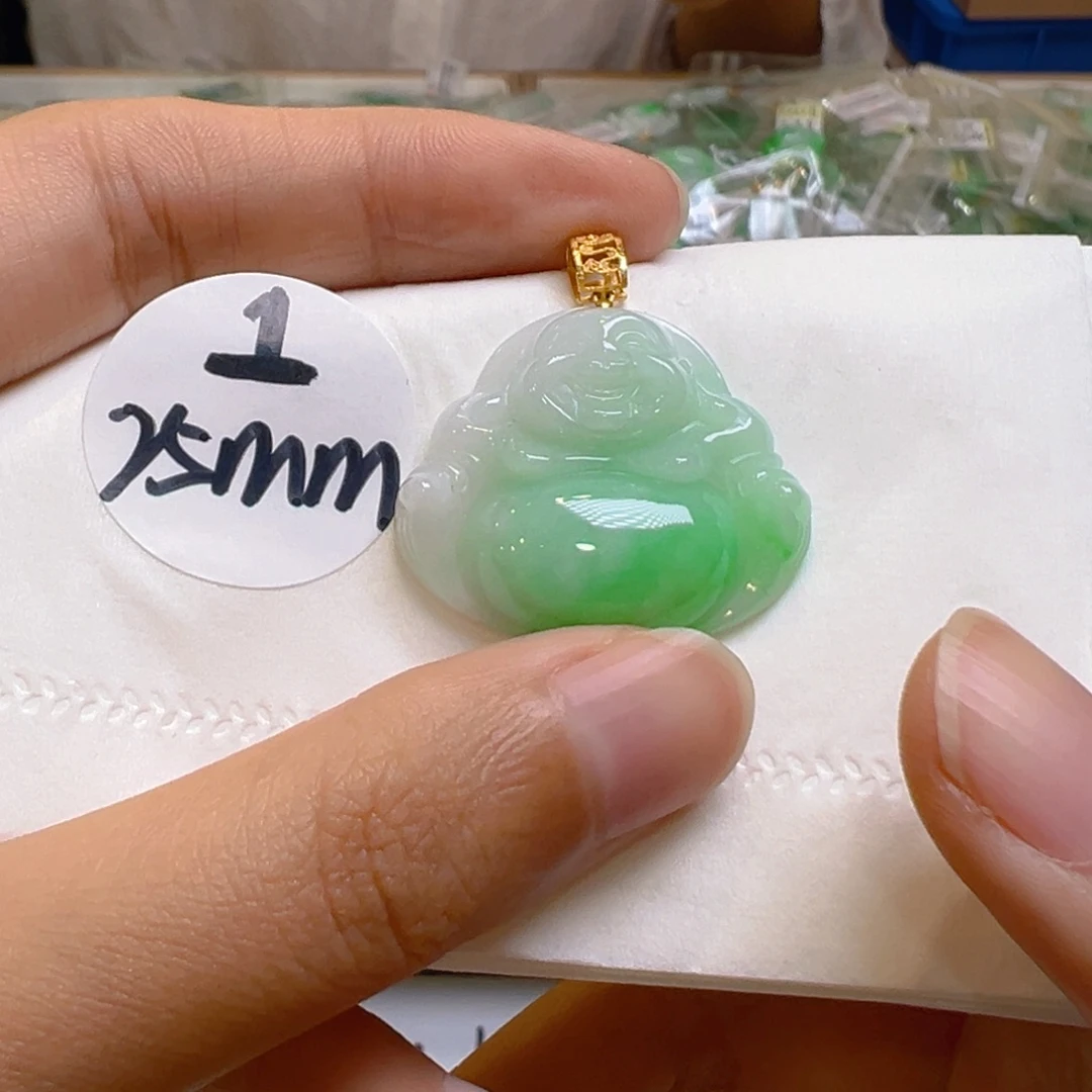 吊坠(不含链)18K金镶嵌翡翠