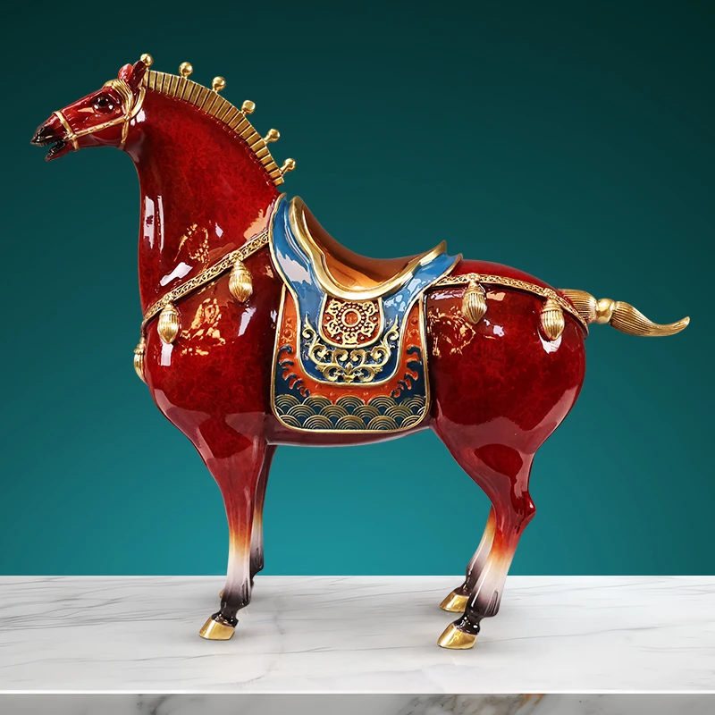 黄铜将军马家居玄关装饰办公室马到成功招财摆件乔迁开业商务送礼