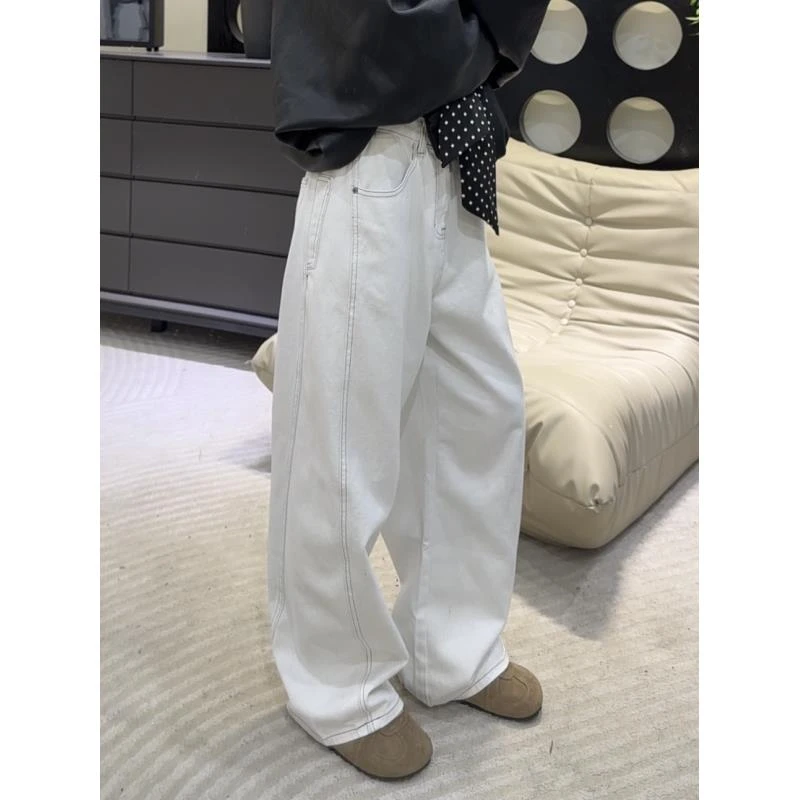 DALIANSU/大脸酥-4253  春季设计感百搭显瘦弯刀牛仔裤