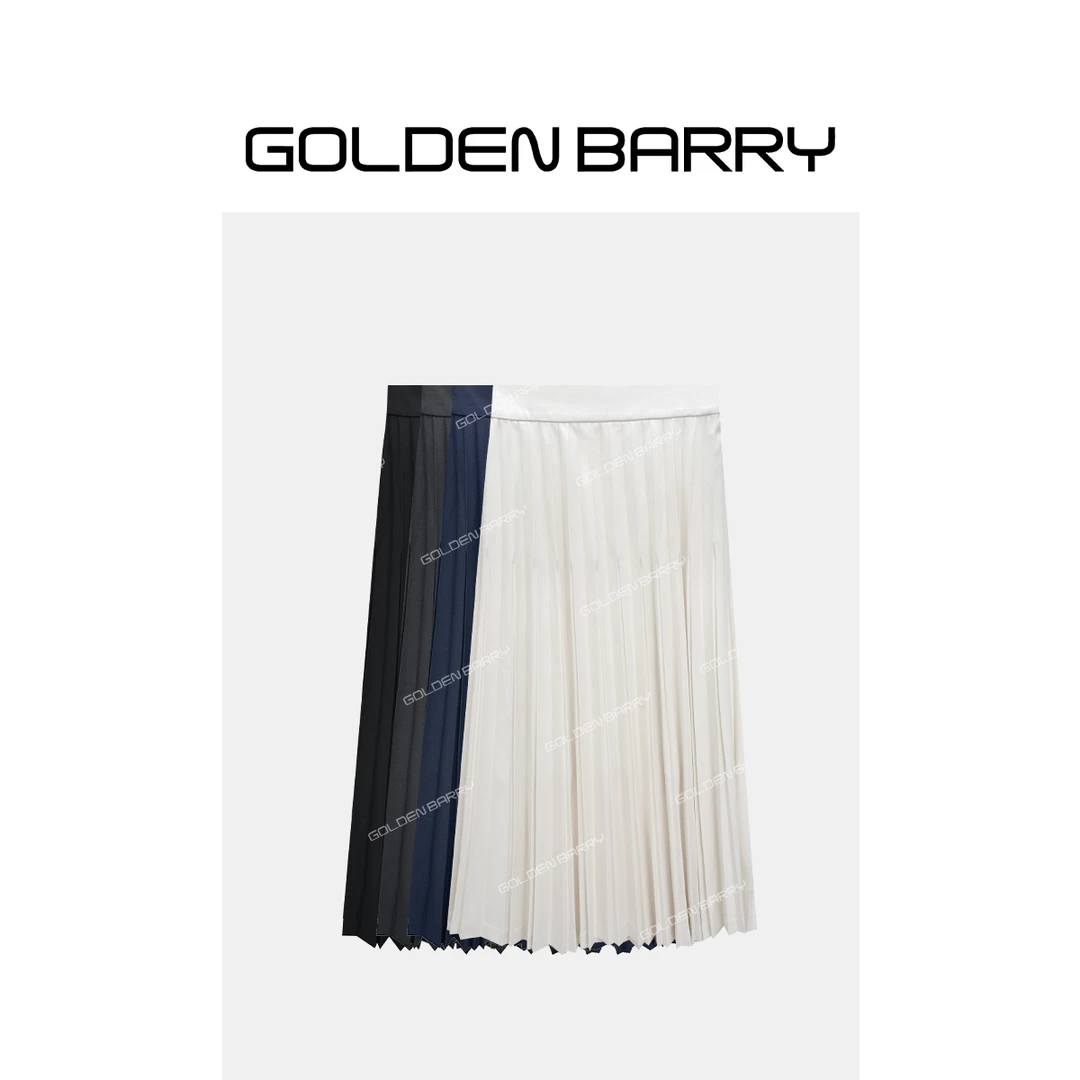 GOLDENBARRY|310004 显瘦高腰女士百搭气质设计师款长款百褶裙
