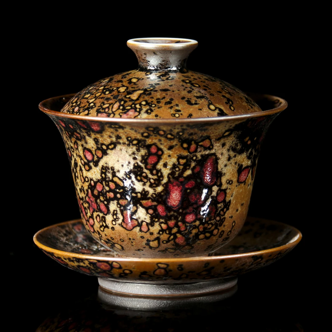 【晚晚专享】柴房原创专利款斑鹿大三才盖碗 WF157