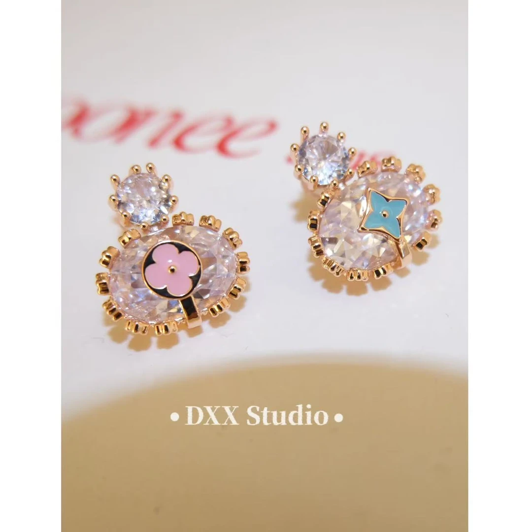 铜合金锆石耳饰 小众设计玫金色ins耳饰47964