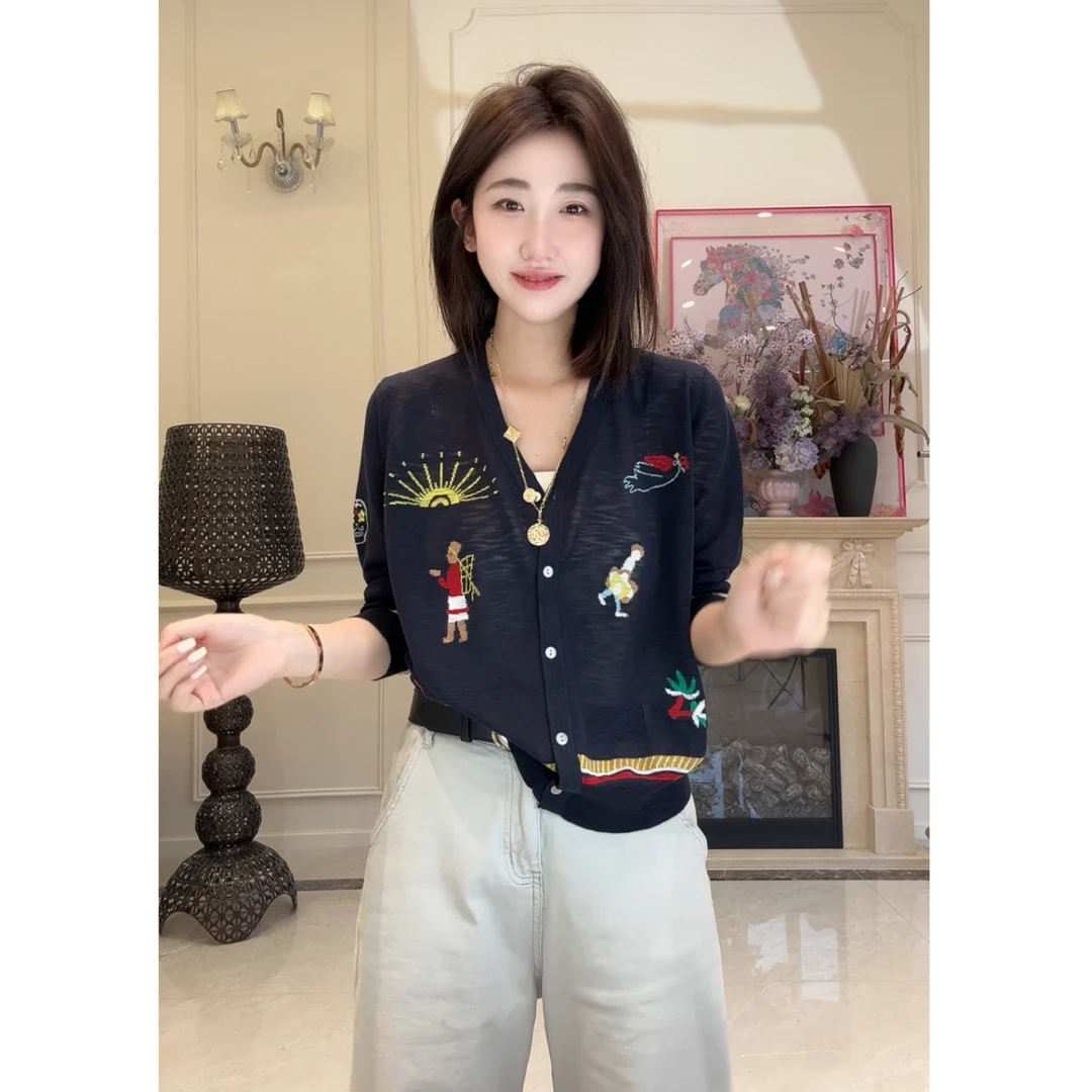 妮妮家2025夏季休闲百搭长袖防晒开衫外套670929