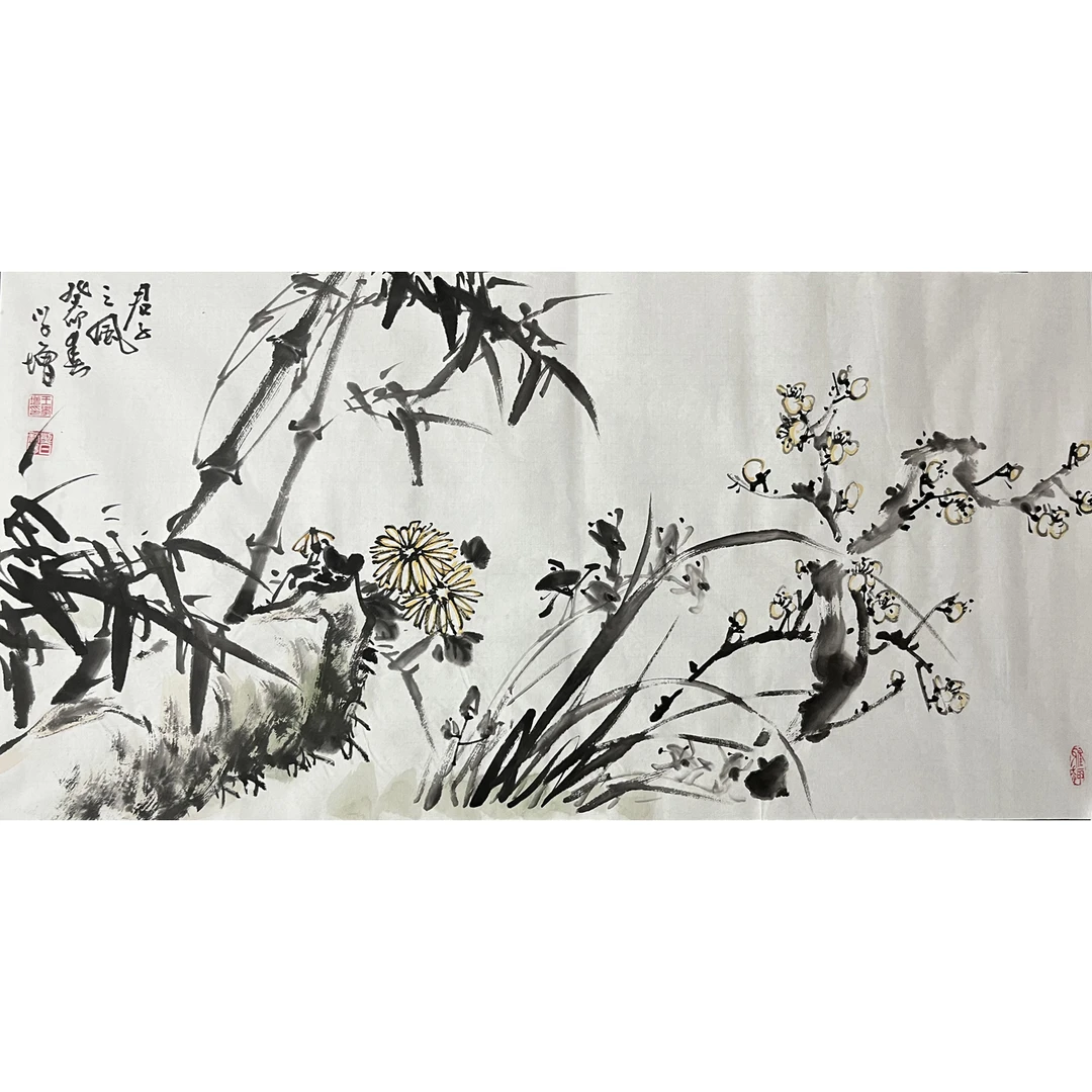 王学增老师 三尺君子之风国画作品 全手绘 字画 书画尺寸100*50CM