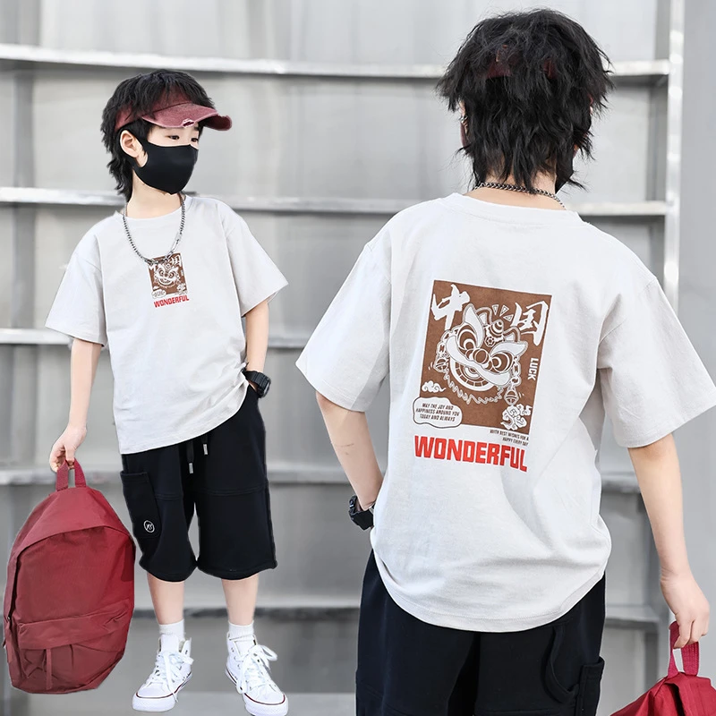 佚步W男童韩版打底上衣童装t恤夏季新款儿童t恤短袖纯棉宝宝卡通